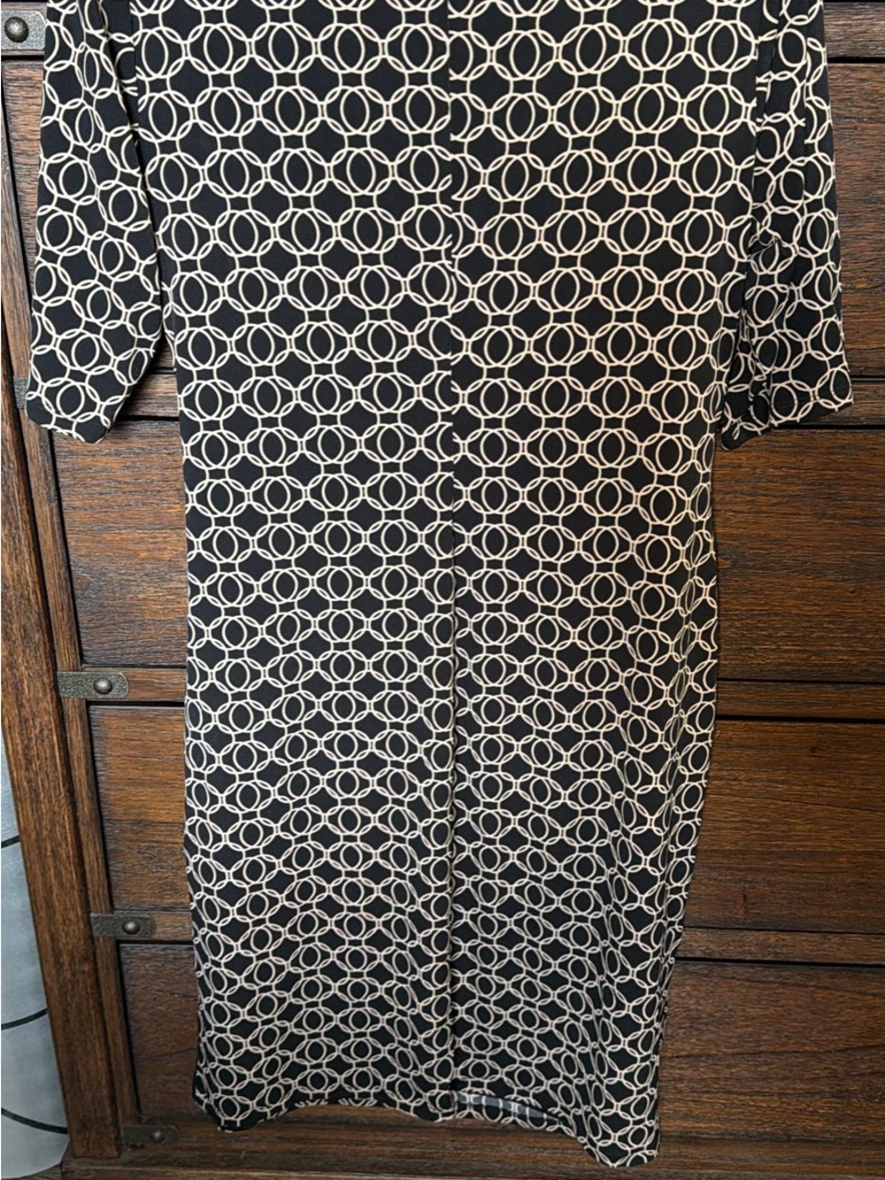 Kasper Black and White Chain-Link Midi Dress